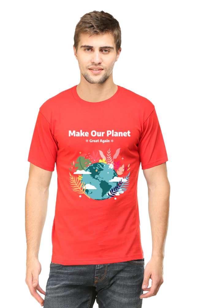 Make our planet great again round neck t-shirt