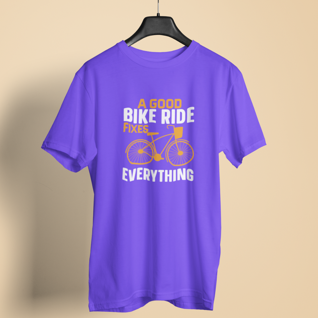 A good bike ride fixes round neck t-shirt