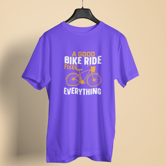 A good bike ride fixes round neck t-shirt