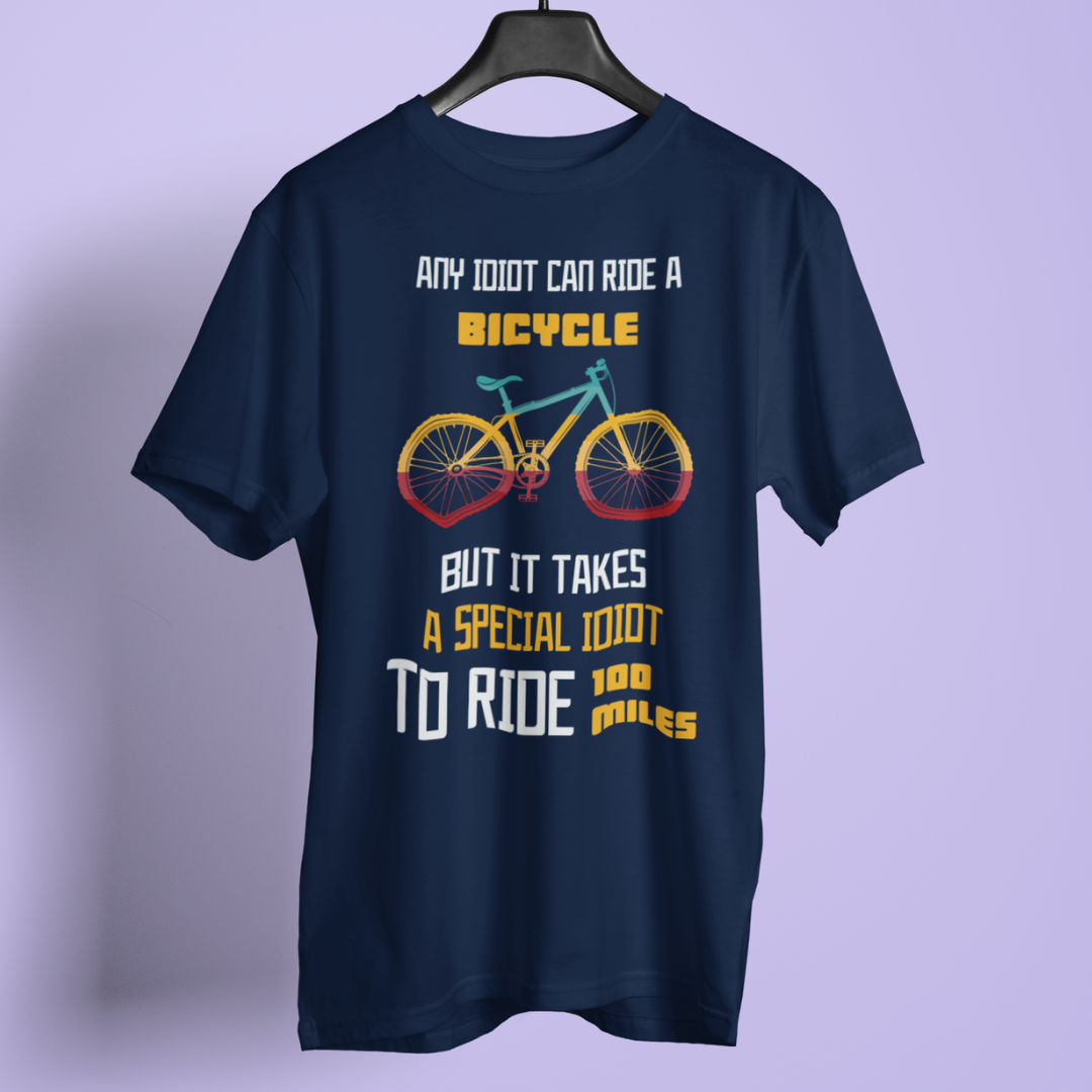 Any Idiot can ride a bicycle round neck t-shirt Iconic