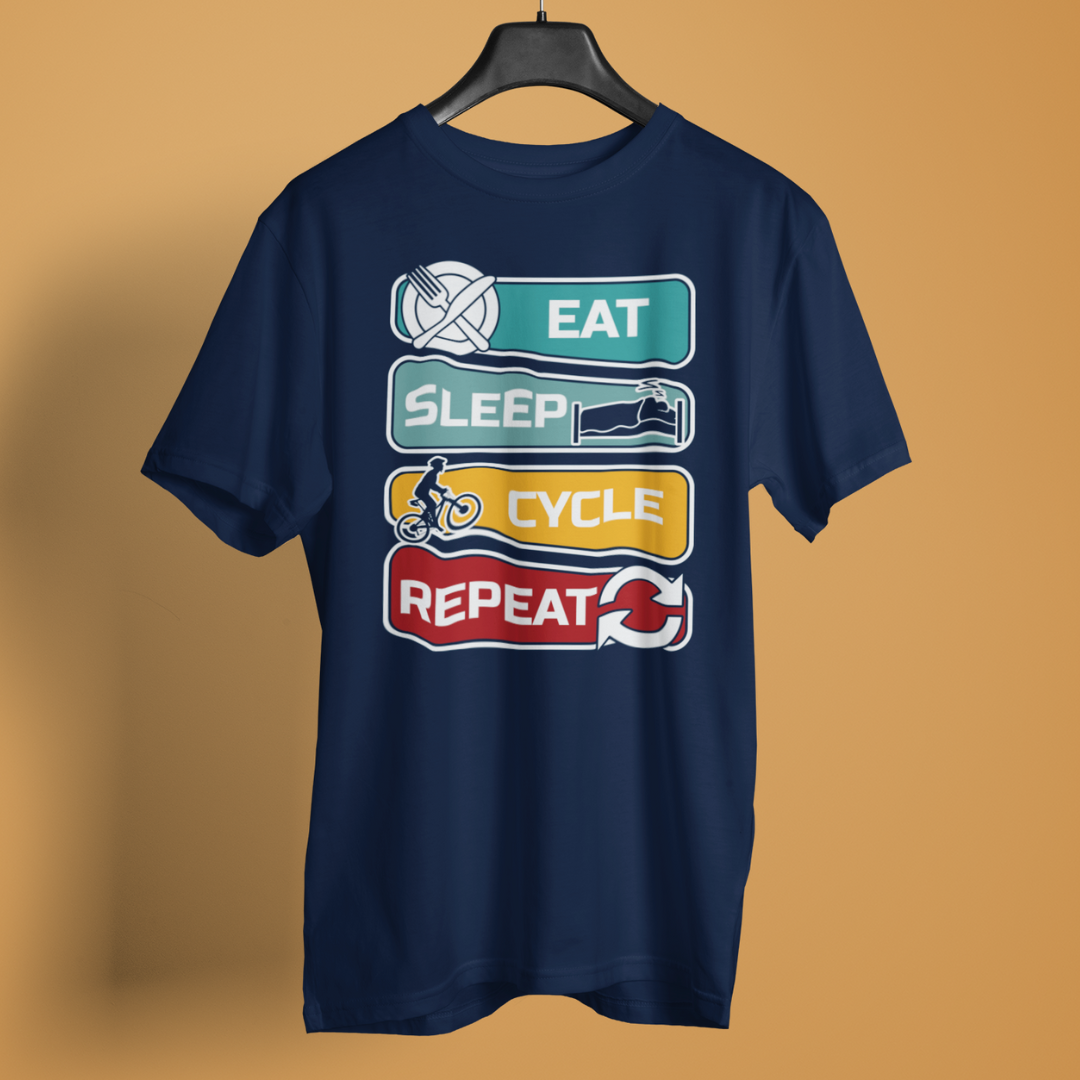 Eat sleep ride repeat round neck t-shirt