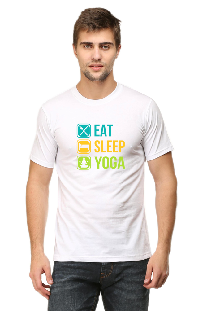 Eat Sleep Yoga round neck t-shirt Iconic