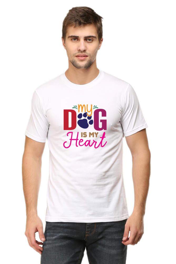 Unisex Dog Print Round Neck T-Shirts