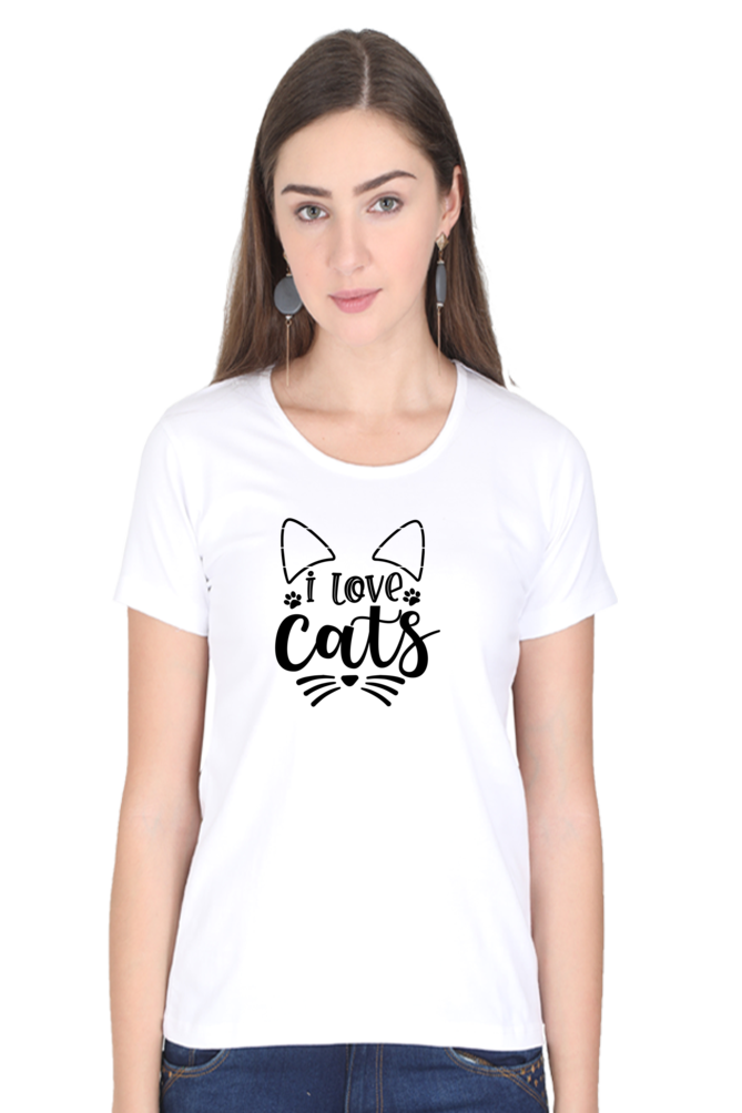 Female Round Neck Half Sleeve T-Shirt - Cat Lover's Classic