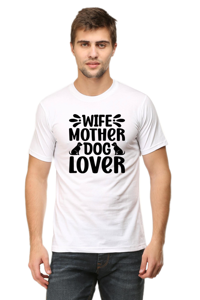 Unisex Dog Print Round Neck T-Shirts