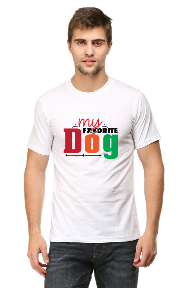 Unisex Dog Print Round Neck T-Shirts