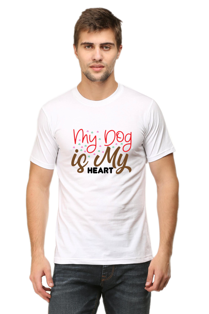 Unisex Dog Print Round Neck T-Shirts