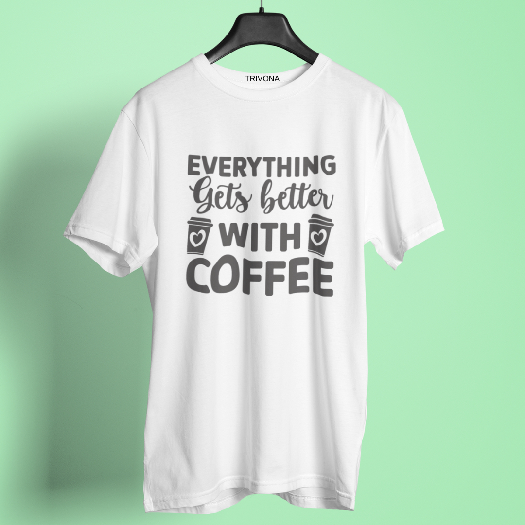 Unisex Coffee Lover's Round Neck Half Sleeve T-Shirt ☕