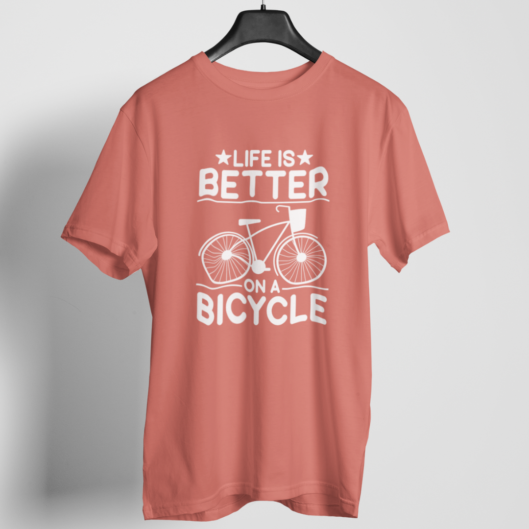 Life is Better on a bicycle round neck t-shirt