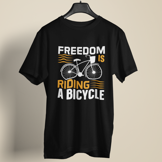 Freedom Riding Bicycle Unisex Round Neck T-Shirt