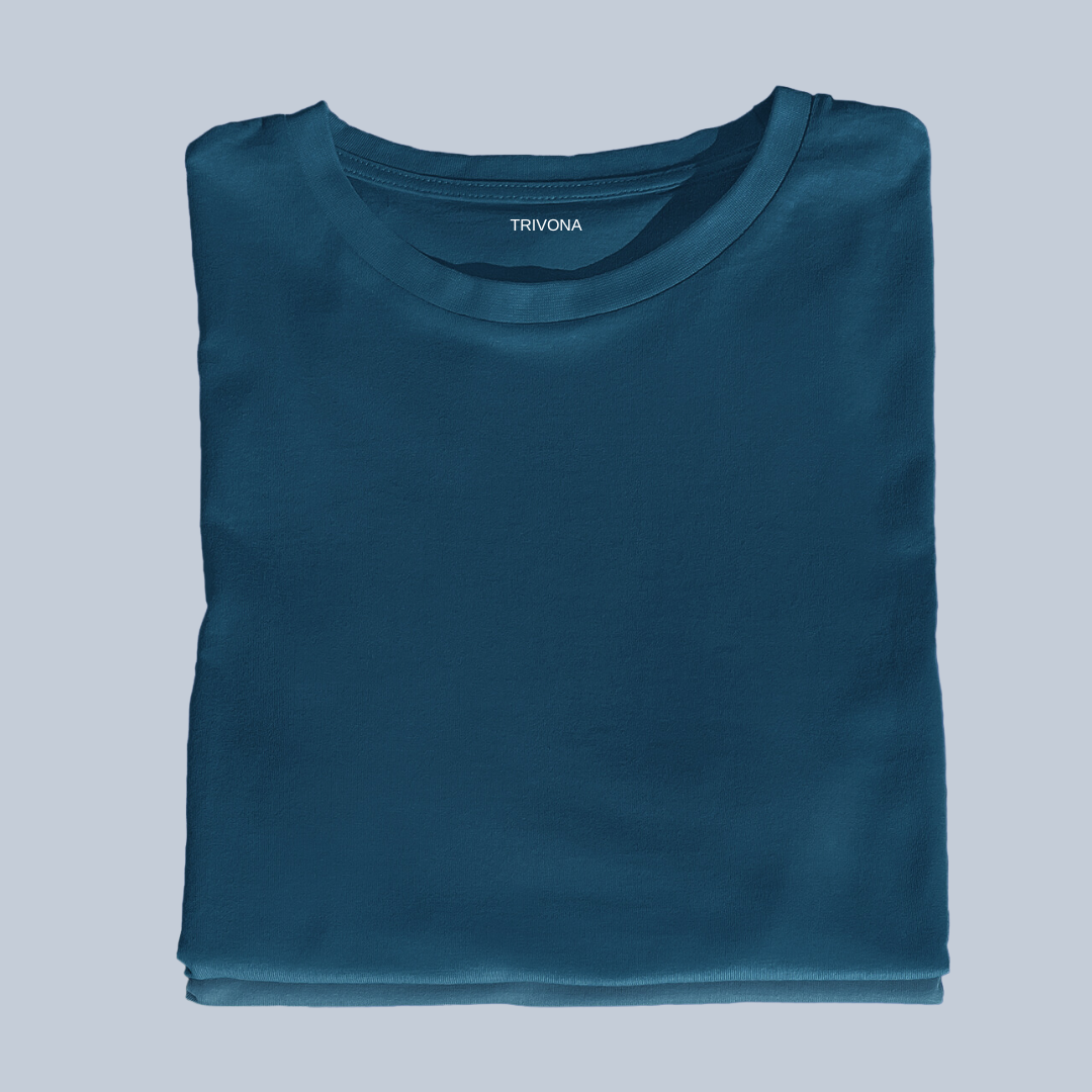 Unisex Round Neck Half Sleeve Classic Petrol Blue T-Shirt