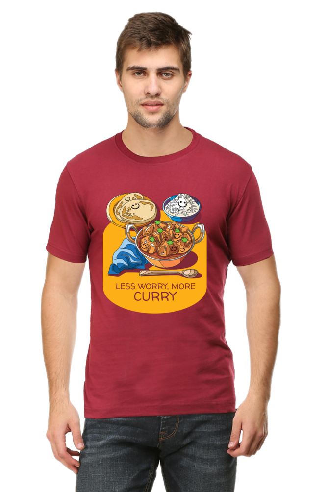 Less worry more curry Round Neck T-Shirt classic