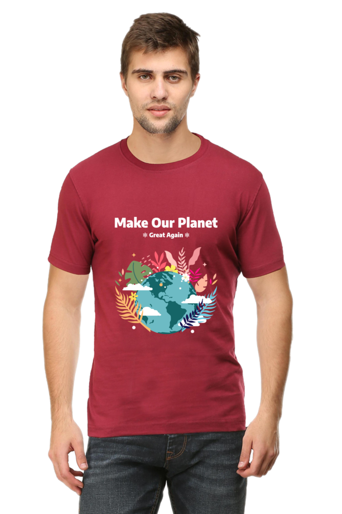 Make our planet great again round neck t-shirt