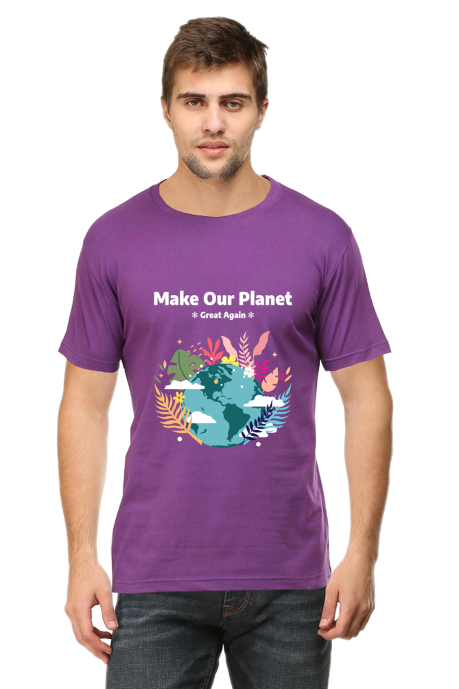 Make our planet great again round neck t-shirt