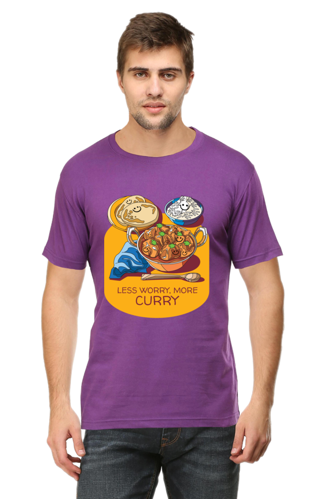 Less worry more curry Round Neck T-Shirt classic