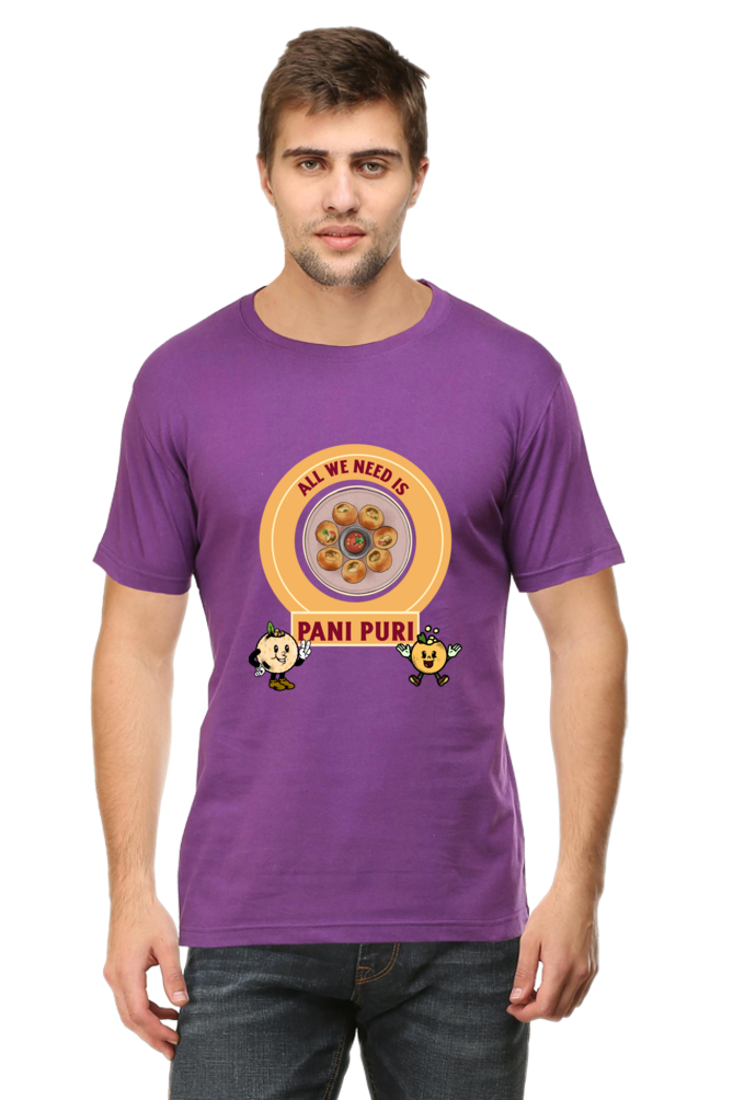 All we need is pani puri Round Neck T-Shirt classic