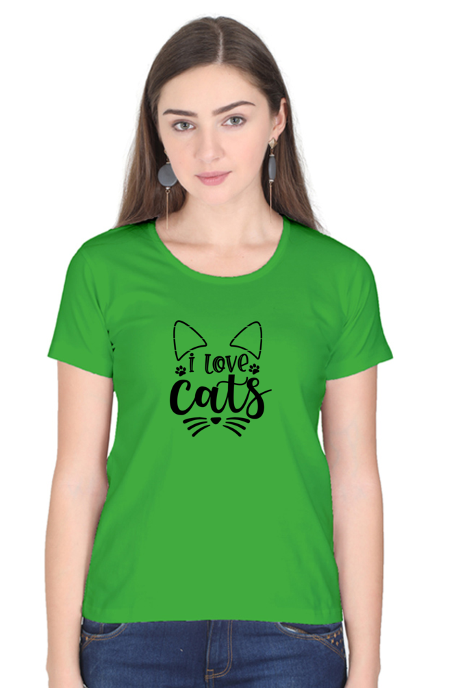 Female Round Neck Half Sleeve T-Shirt - Cat Lover's Classic