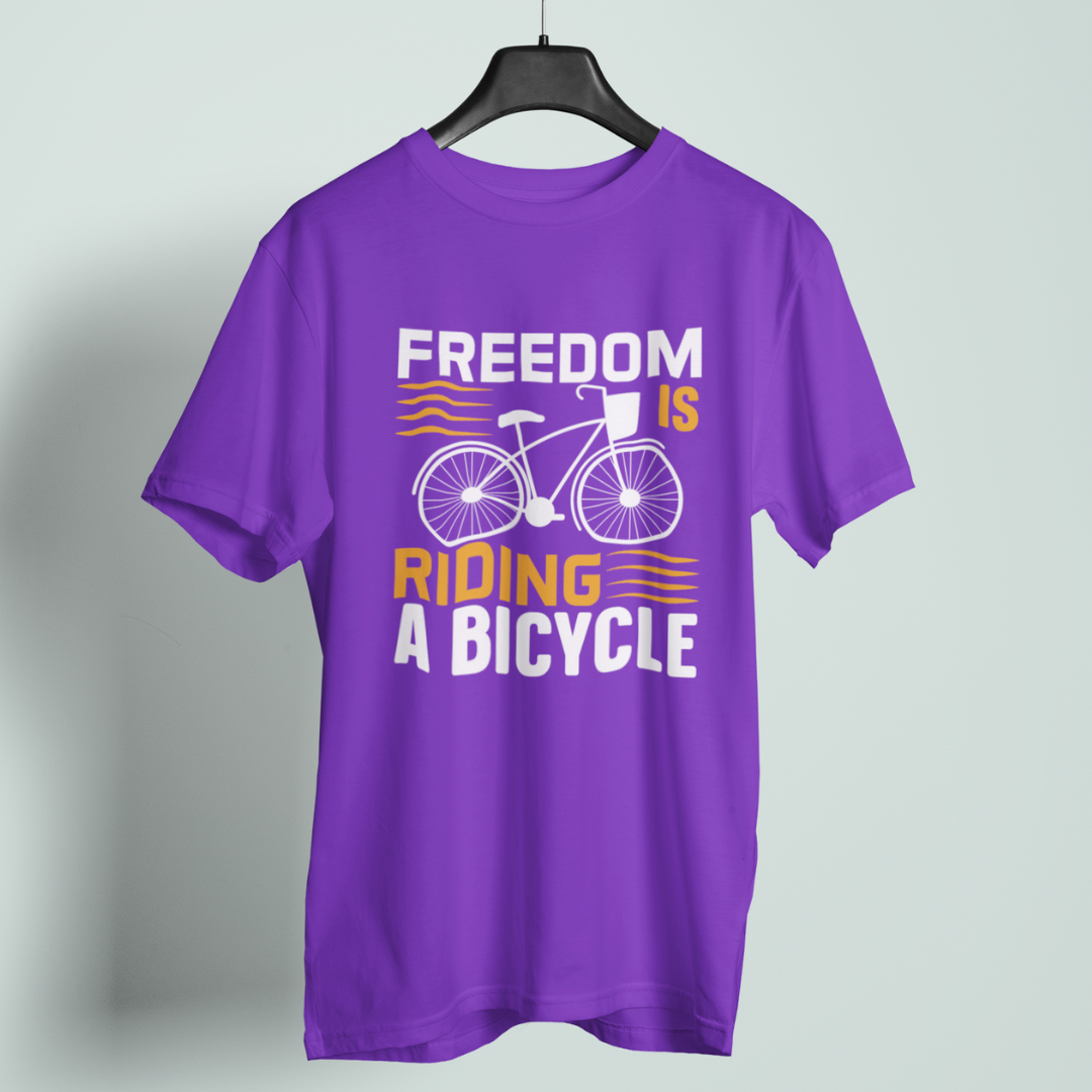 Freedom Riding Bicycle Unisex Round Neck T-Shirt