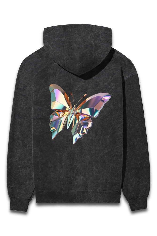 Butterfly-Vinyl-Acidic wash hoodie