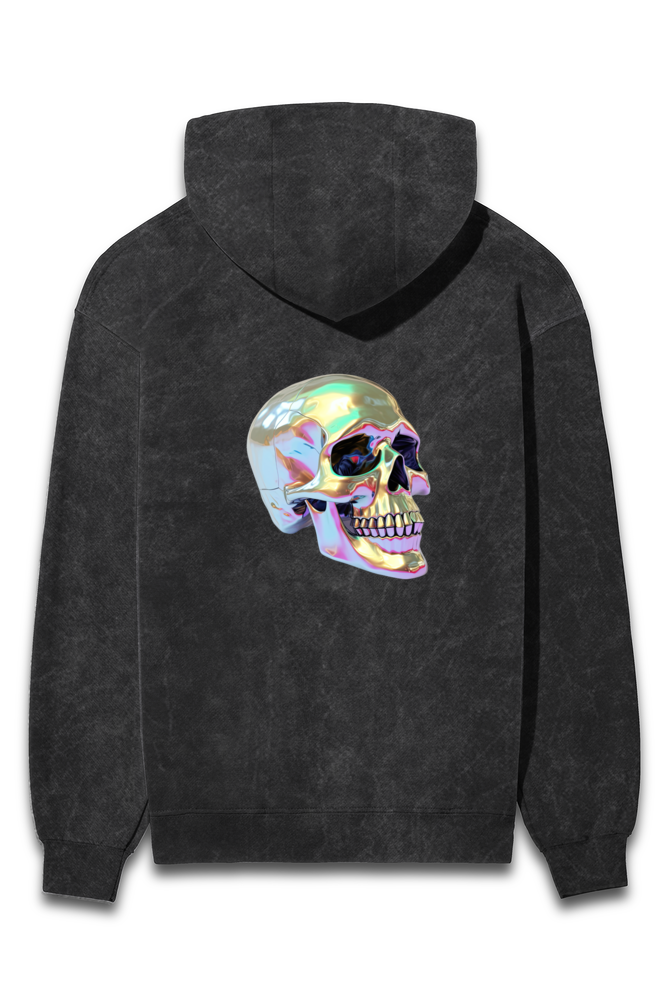 Skull-Vinyl-acid wash hoodie