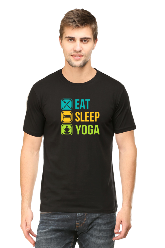 Eat Sleep Yoga round neck t-shirt Iconic