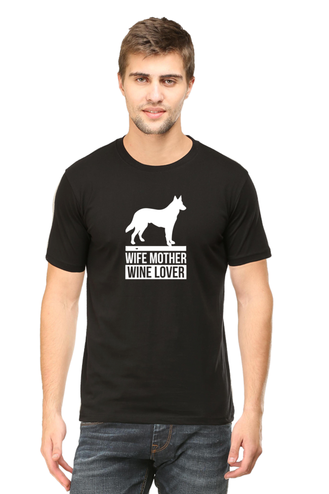 Unisex Dog Print Round Neck T-Shirts