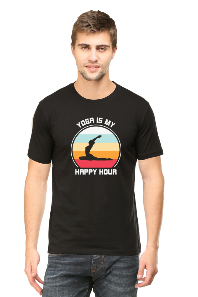 Yoga is my Happy Hour round neck Tee Iconic