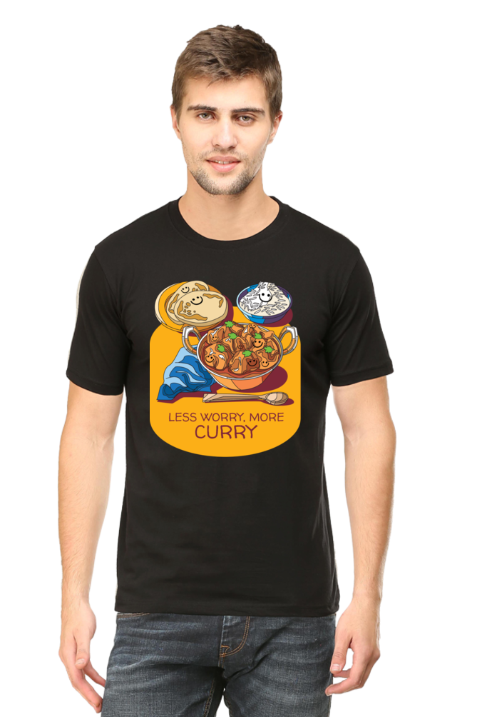 Less worry more curry Round Neck T-Shirt classic