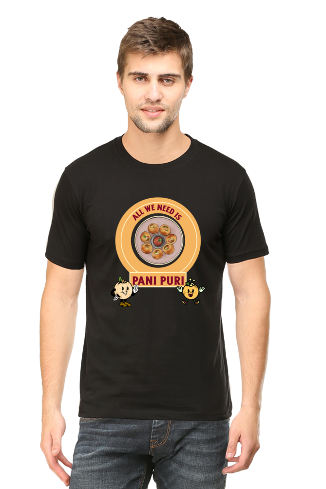 All we need is pani puri Round Neck T-Shirt classic