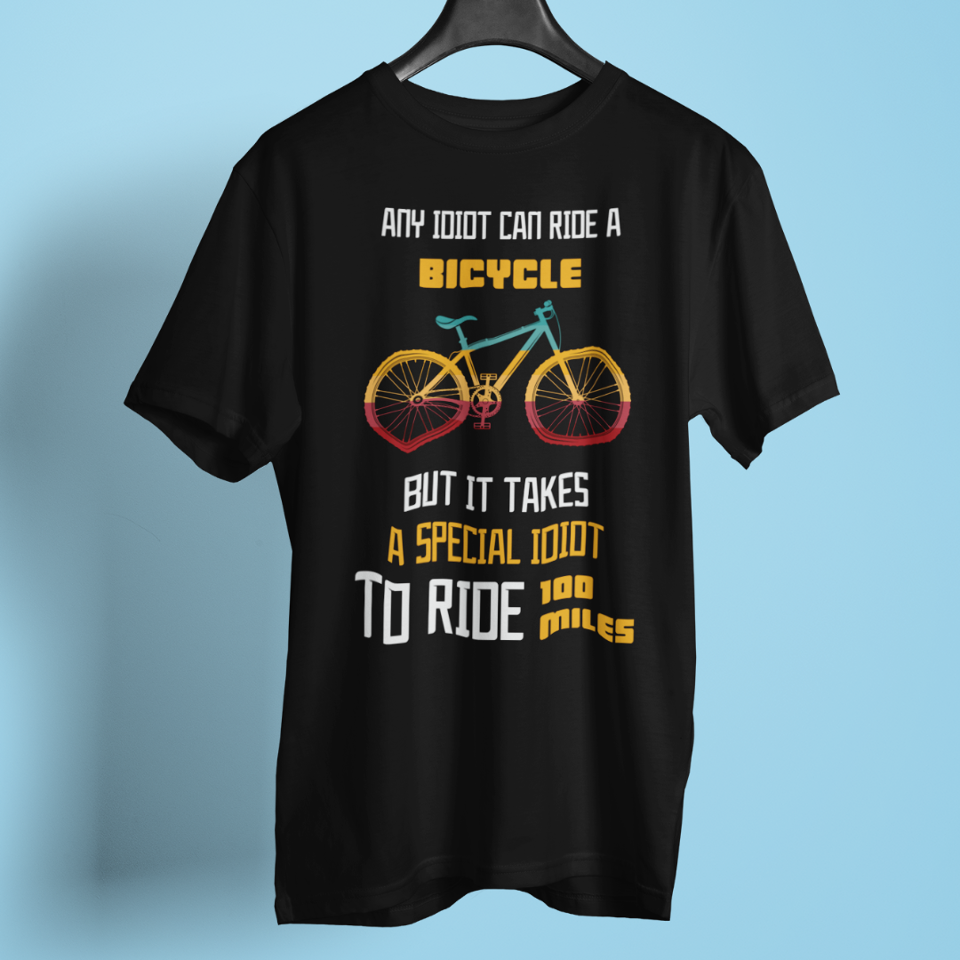 Any Idiot can ride a bicycle round neck t-shirt Iconic