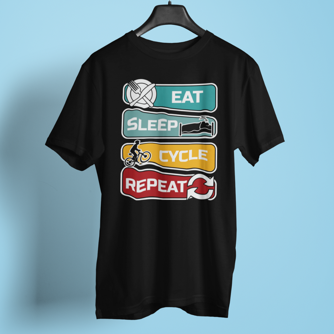 Eat sleep ride repeat round neck t-shirt