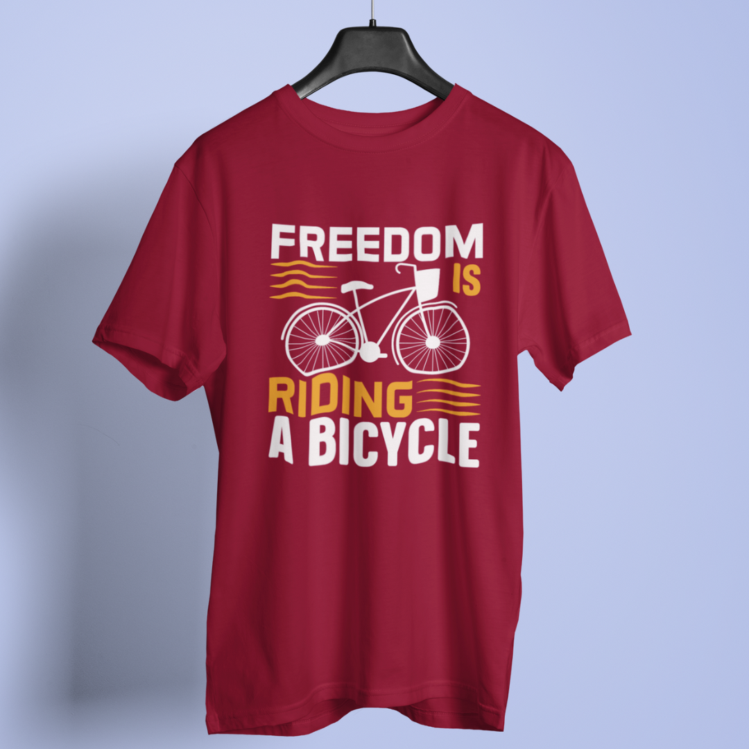 Freedom Riding Bicycle Unisex Round Neck T-Shirt