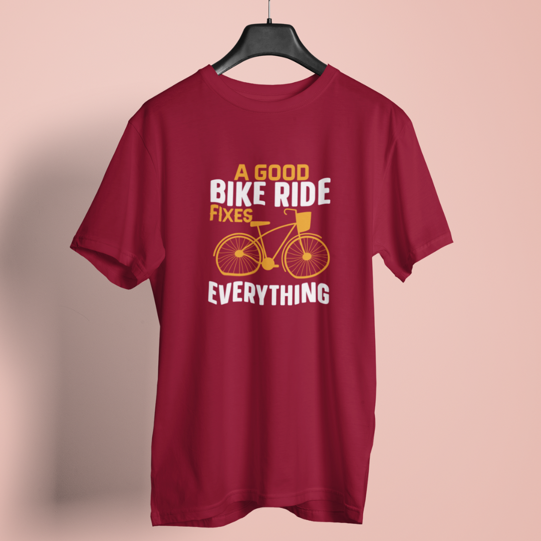 A good bike ride fixes round neck t-shirt