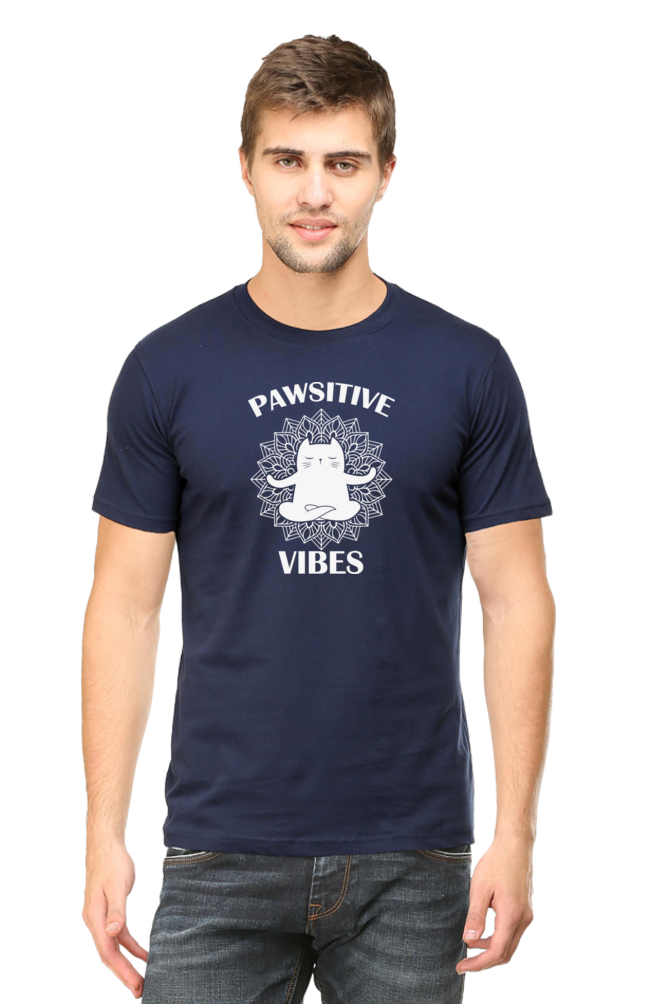 Pawsitive vibes round neck t-shirt