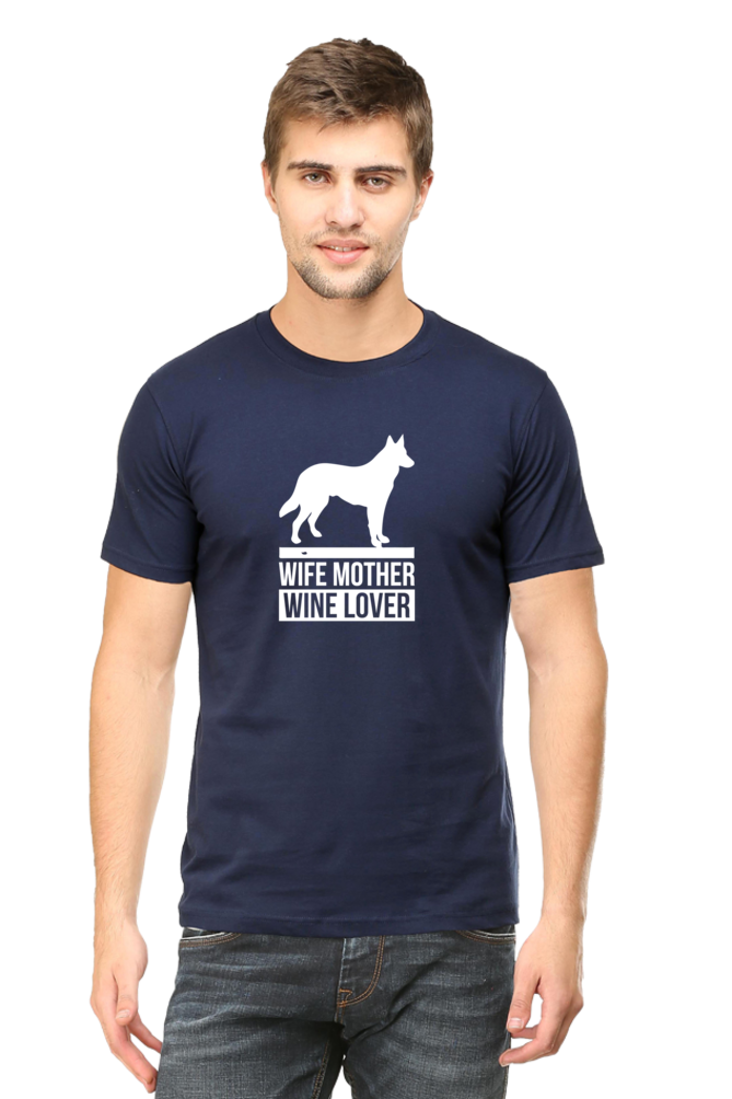 Unisex Dog Print Round Neck T-Shirts