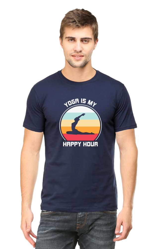 Yoga is my Happy Hour round neck Tee Iconic