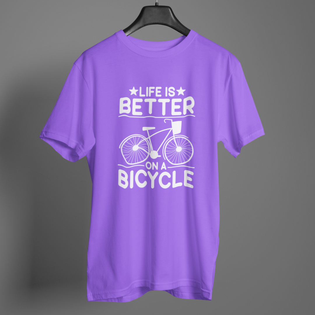 Life is Better on a bicycle round neck t-shirt