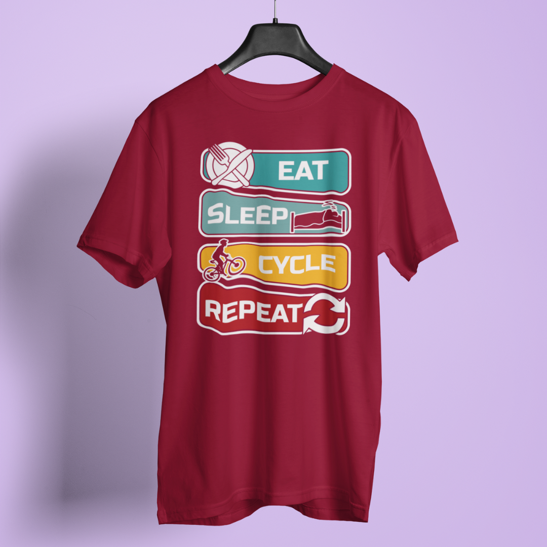 Eat sleep ride repeat round neck t-shirt