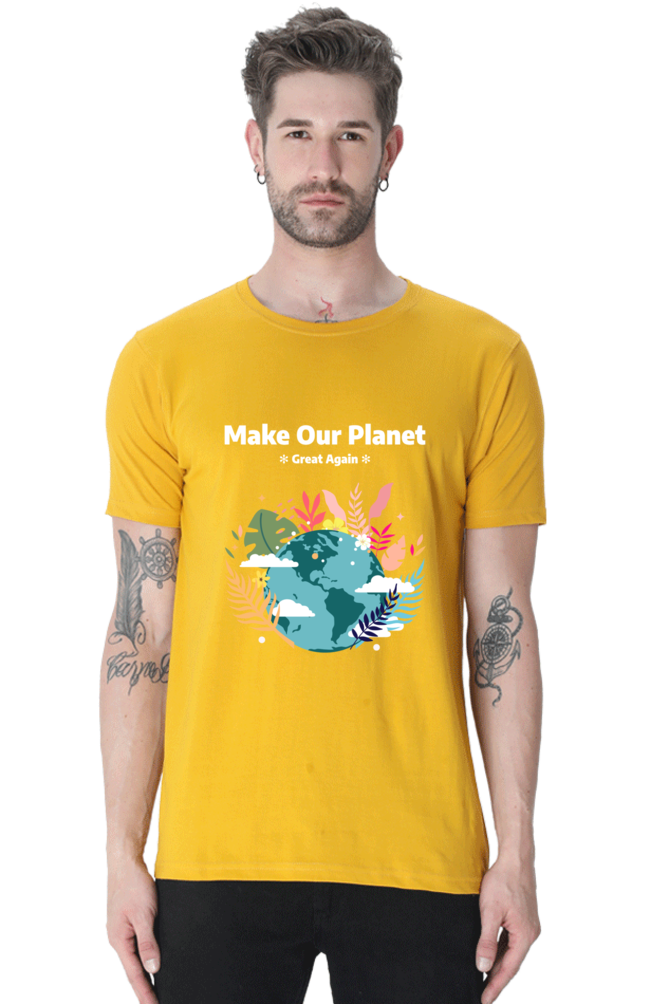 Make our planet great again round neck t-shirt