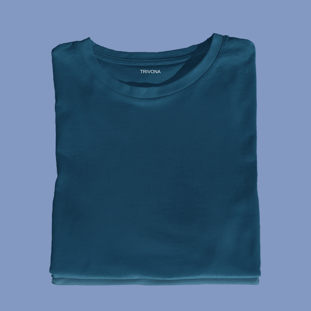 Unisex Round Neck Half Sleeve Classic Petrol Blue T-Shirt