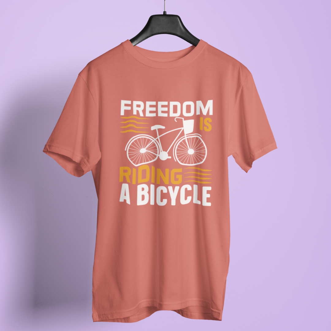 Freedom Riding Bicycle Unisex Round Neck T-Shirt