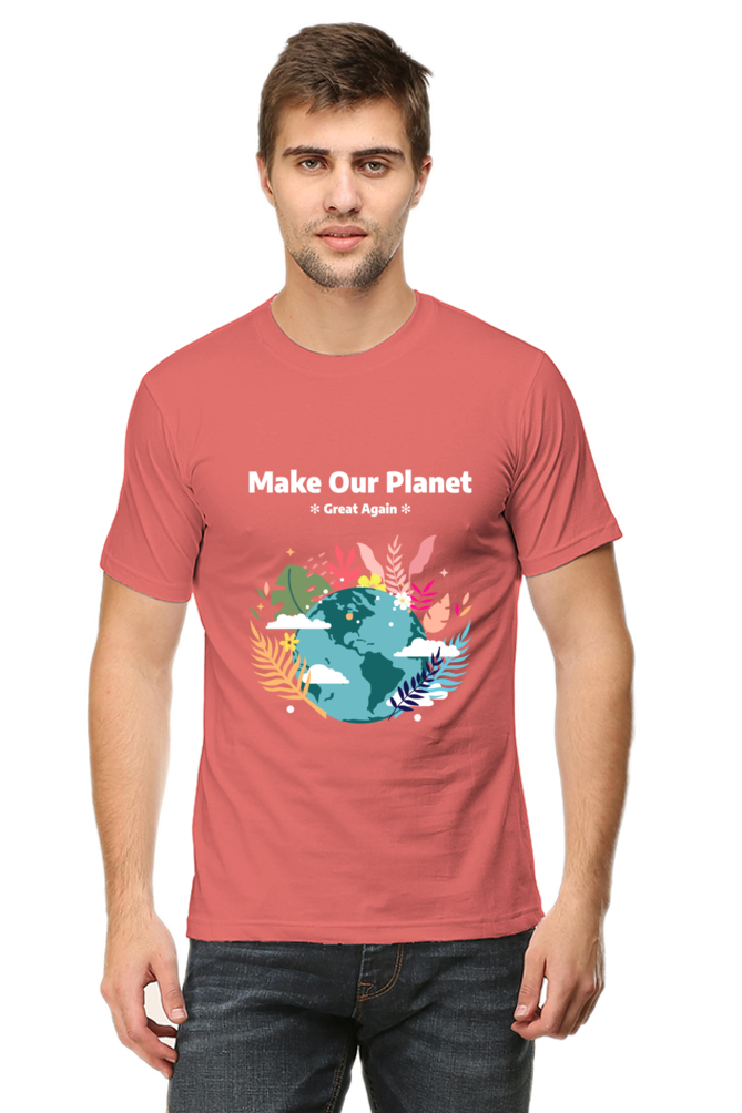 Make our planet great again round neck t-shirt