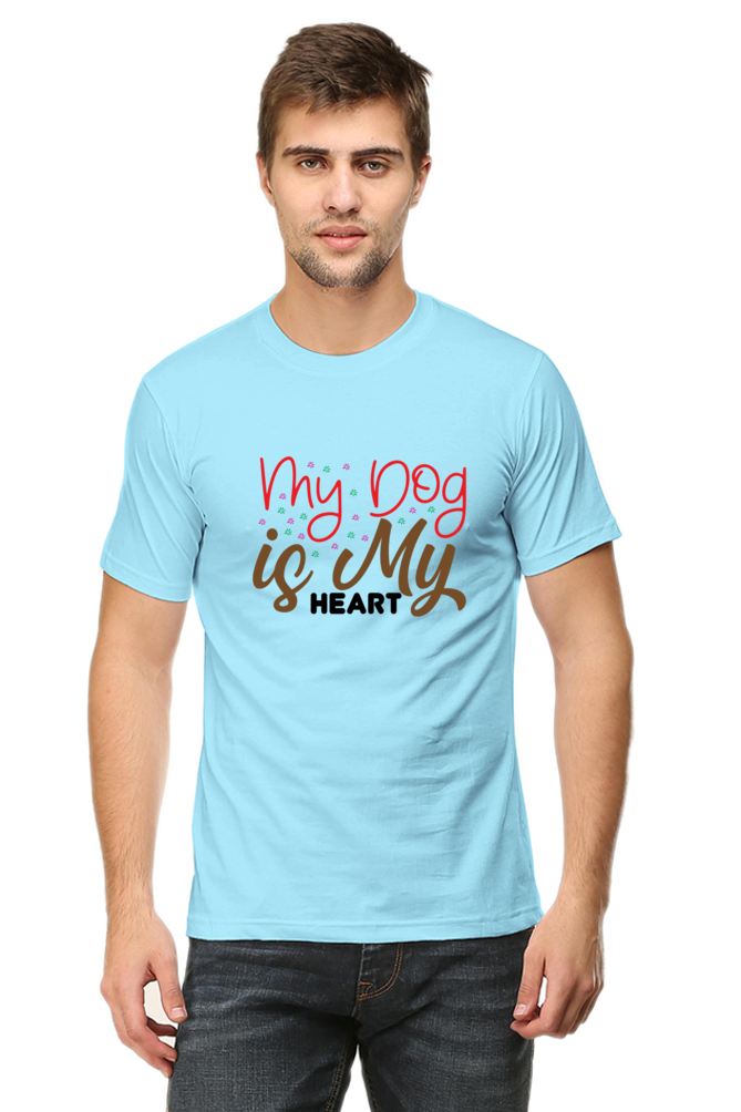 Unisex Dog Print Round Neck T-Shirts