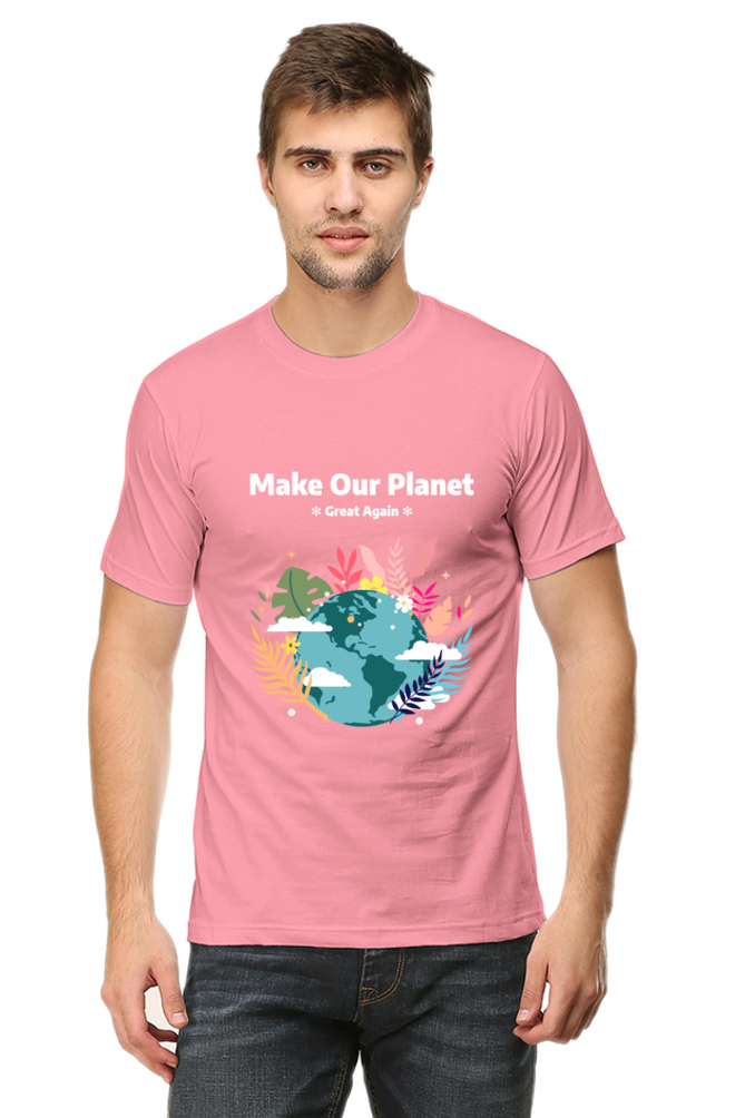 Make our planet great again round neck t-shirt