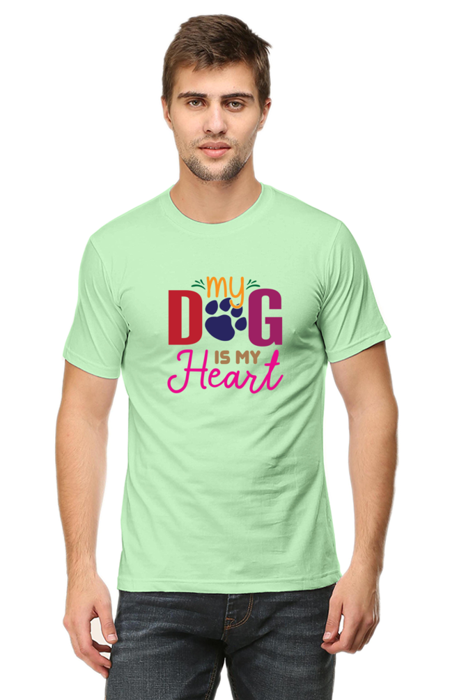 Unisex Dog Print Round Neck T-Shirts