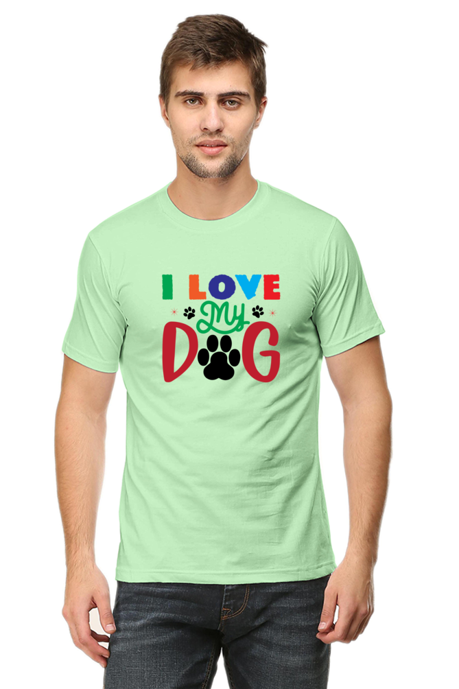 Unisex Dog Print Round Neck T-Shirts