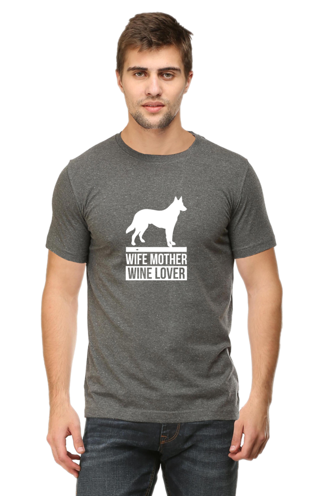 Unisex Dog Print Round Neck T-Shirts