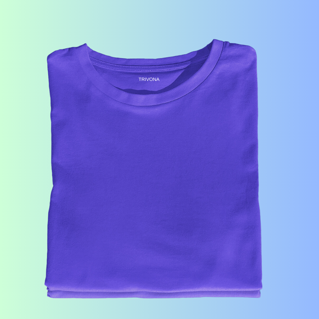 Unisex Round Neck Half Sleeve Classic Purple T-Shirt