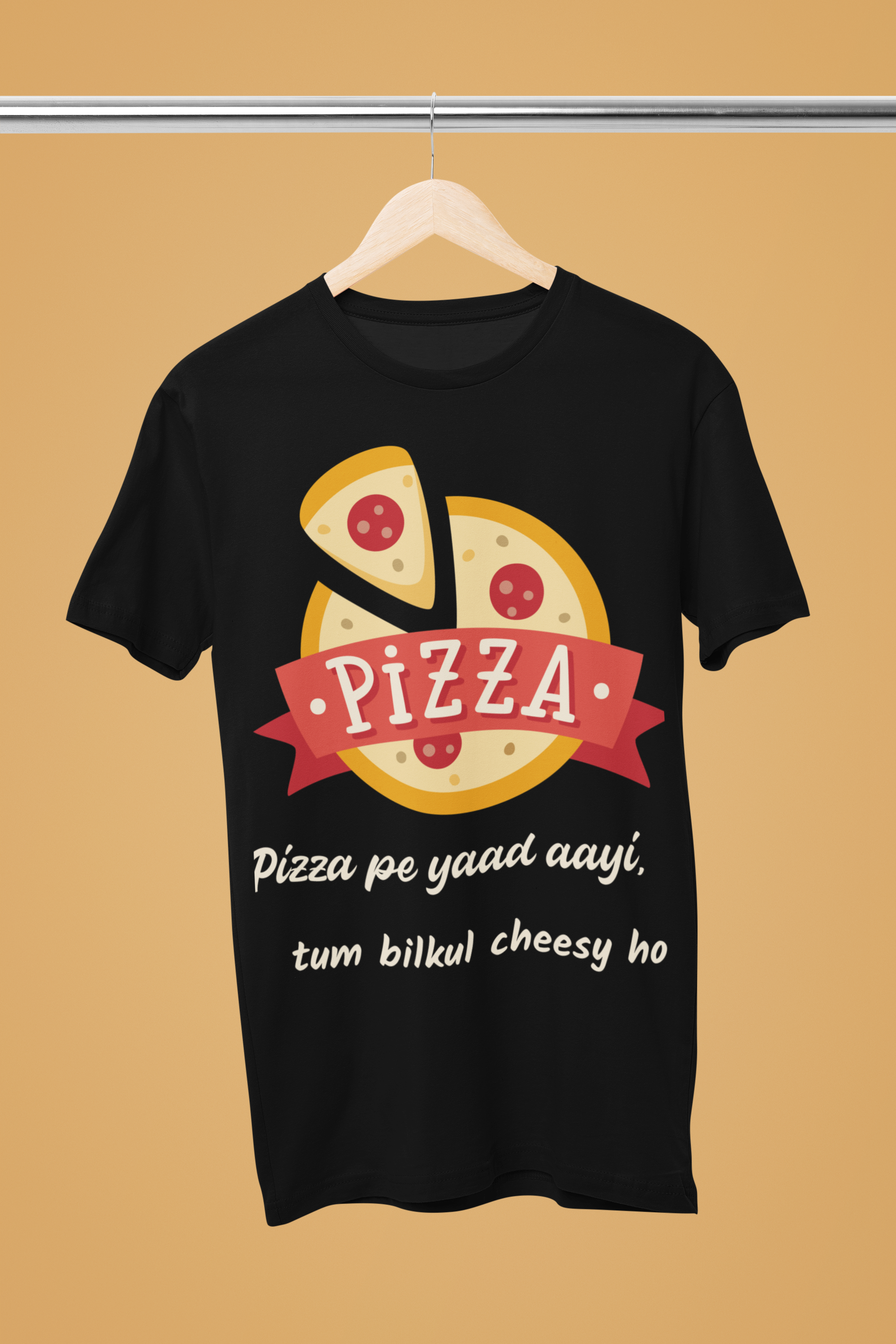 Unisex Round Neck pizza T-Shirt: