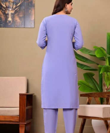 bunai india women cotton kurta pant set lavender
